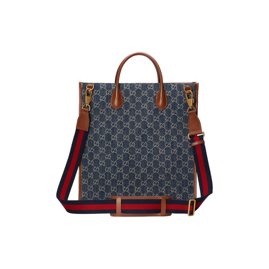 Gucci Monogram Interlocking Double G Logo Blue Denim Large Vertical Tote Bag Unisex tote bag 674155-2KQQT-8391
