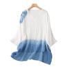 Women's Summer Retro Ink Splatter Batwing Sleeve Ramie Top
