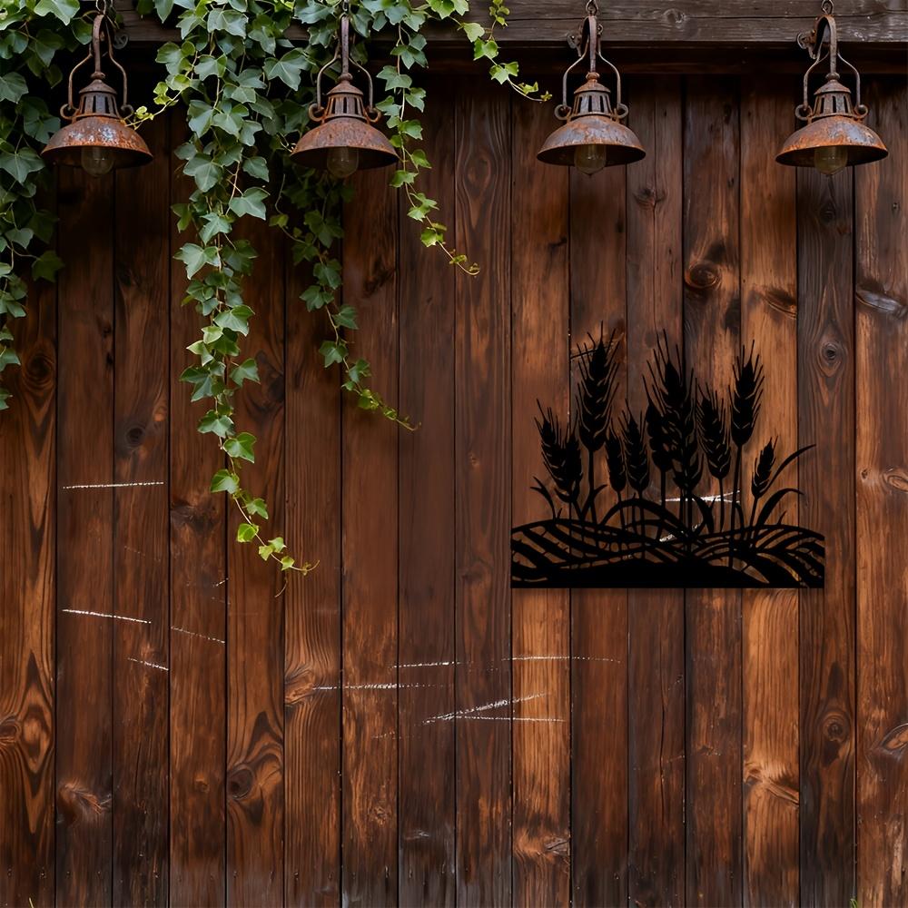 Wheat Field Metal Wall Art Iron Sculpture Farmhouse Home Decor Black 23.6in
