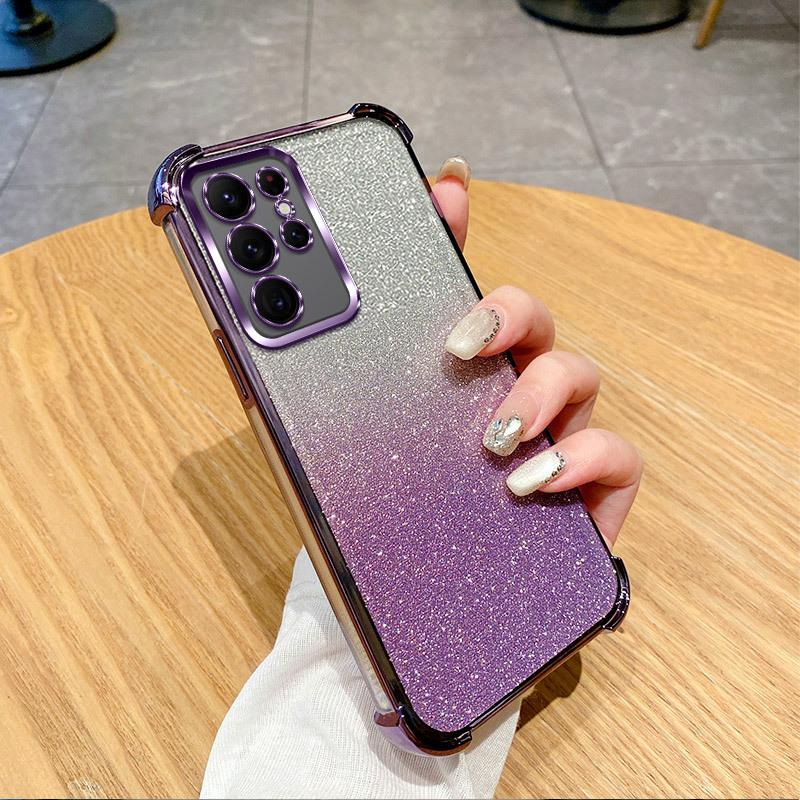 Applicable To Samsung S26Edge Glitter Mobile Phone Case Note20 Electroplating Four Corners Anti-drop S20 Lens Film S23/S24
