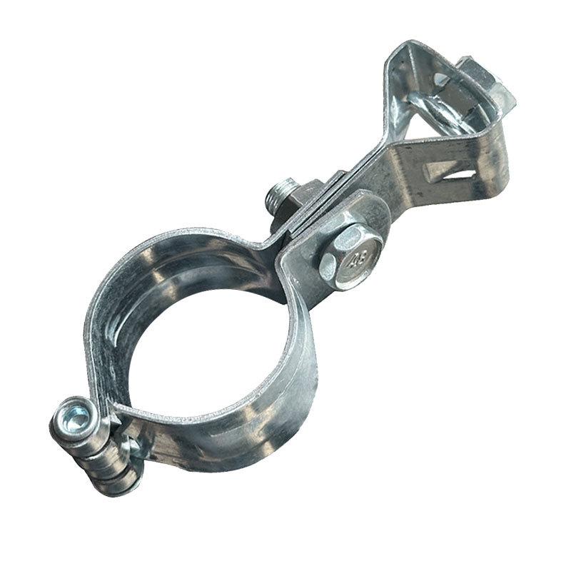 Galvanized Lantern Hoop Downspout Clamp with Threaded Rod and Thickened Hoisting Clip.