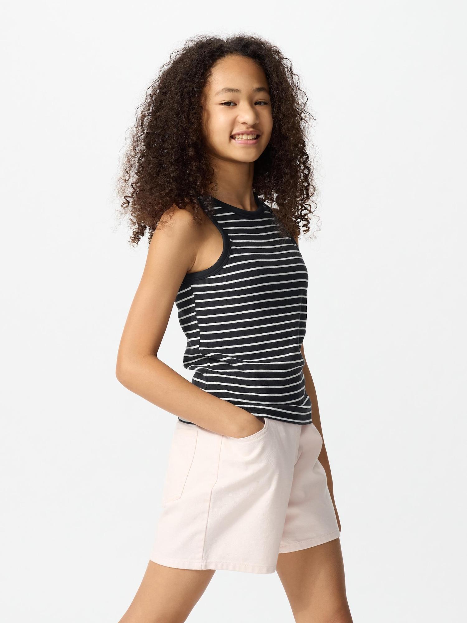 

Uniqlo Япония Девушки Ребристый Бюстгальтер Топ 09 BLACK/150