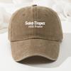 Fashionable Letter Print Baseball Cap, Retro Washed Cap, Versatile Baseball Cap, Fishing Cap, Hip-hop Curved Brim Hat