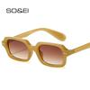 SO&EI Retro Small Rectangle Men Rivets Sunglasses Fashion Jelly Color Gradient Shades UV400 Women Sun Glasses