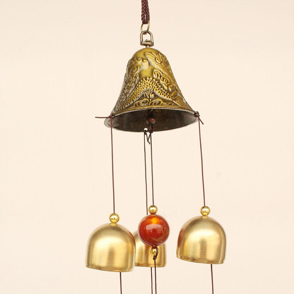 Dragon Phoenix Lucky Wind Chimes Multifunction Copper Alloy Bell Fengshui Bell Pendant for Door Window Wall Tree Decoration