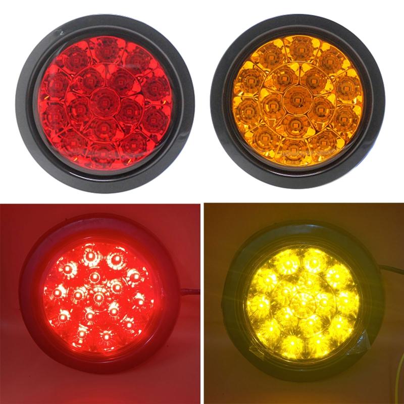 High Brightness 16LED Tail Light Round Indicator Light 12-24V Fog Lamp Brake Light for Truck Car RV Trailer