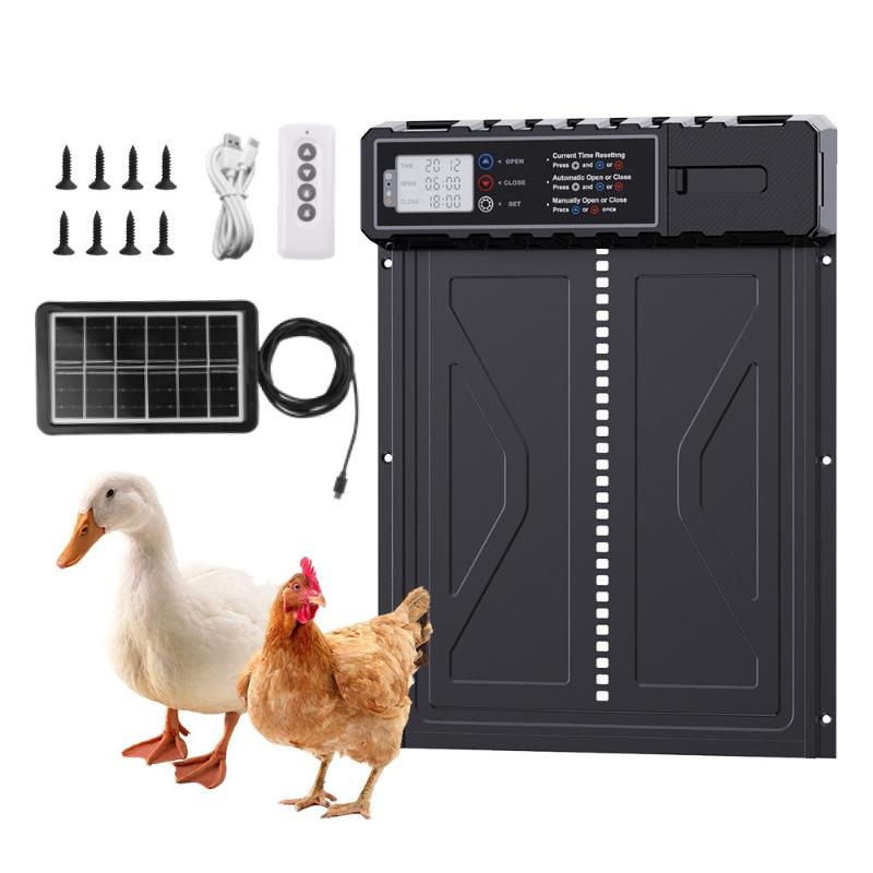Timed Chicken Coop Automatic Induction Door Stainless Steel with Display Screen Anti-pinch Solar Chicken Coop Electric Door