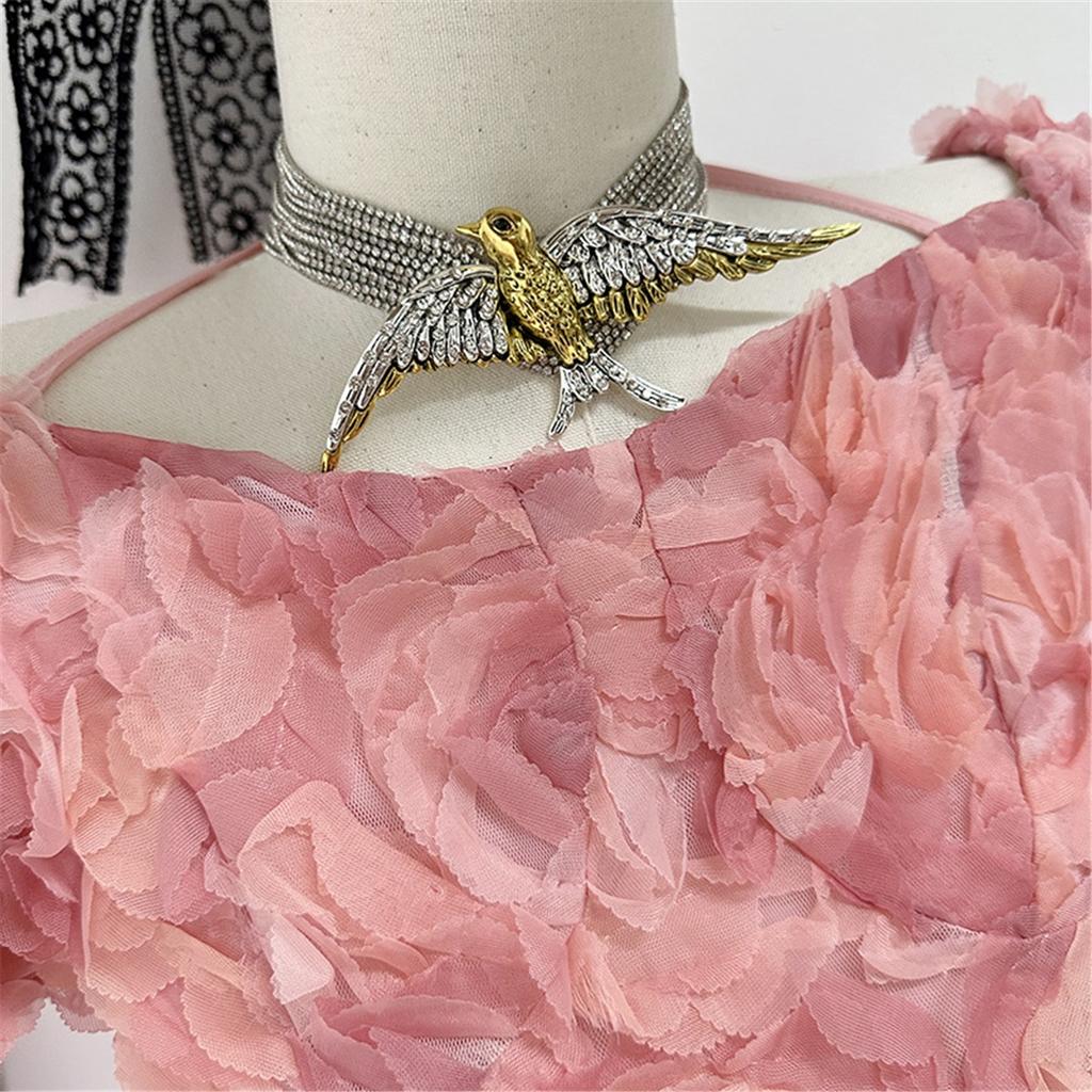 Tooxika Exaggerated Fashionable High Sense Of Multi-layer Full Diamond Chain Birds Swallow Necklace Retro Temperament Collarbone Chain