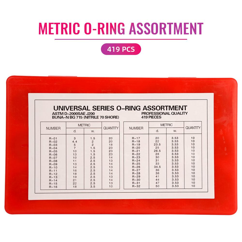 419Pcs/set Universal O-Ring Assortment Kit 32 Sizes Nitrile Rubber Seal Rings for Automotive Plumbing and Faucet Maintenance