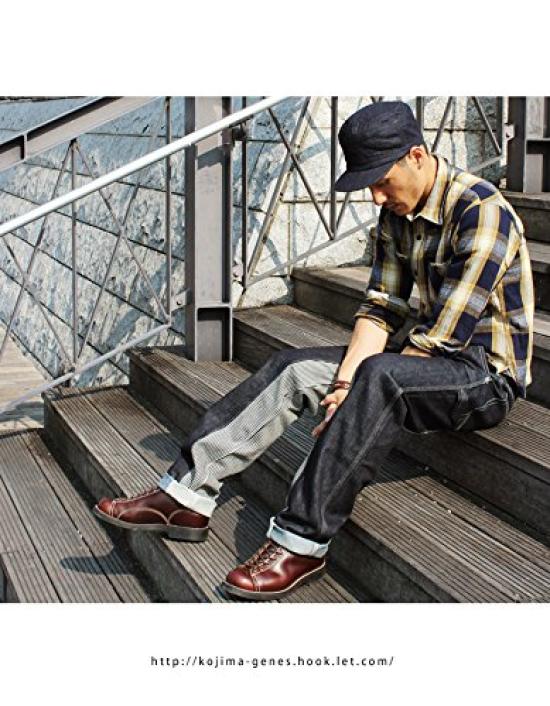 Kojima Jeans Monkey Combo Painter Work Size Pants, Men's Pants, 40, Indigo/Hickery