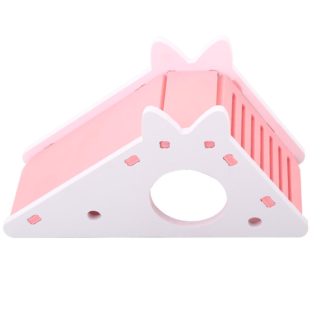 Wooden Hamster House Rest Assembly Climbing Stairs Small Pet Exercise Playing Toy(Pink)