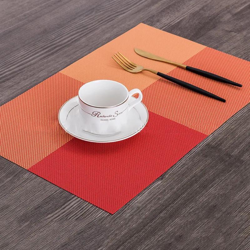 4/6/8/10Pcs Table Placemats PVC Non-slip Placemat For Dining Table Weave Mats Cup Coaster Kitchen Accessories Home Decor