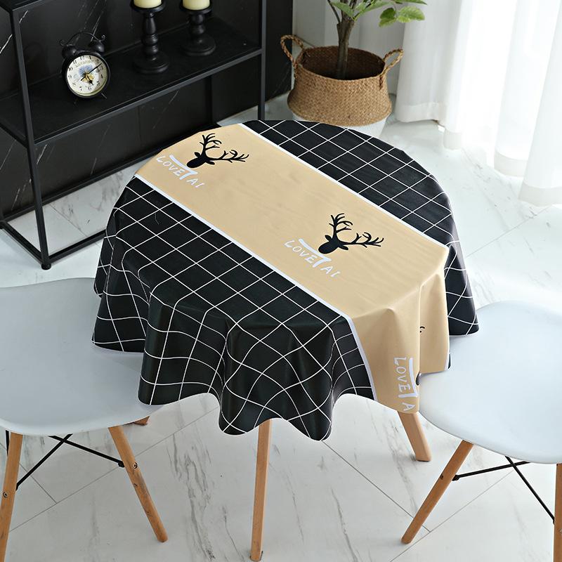 Round Table Tablecloth Pvc Dining Table Cloth Waterproof, Oil-Proof, Anti-Scalding And Leave-In Household Coffee Table Small Round Tablecloth