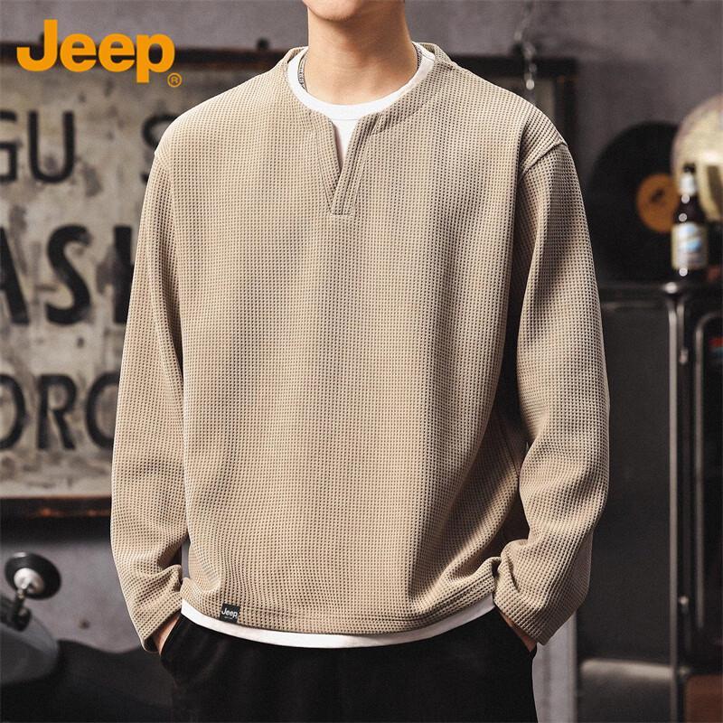 Jeep Men's Waffle Knit Henley Long Sleeve T-Shirt