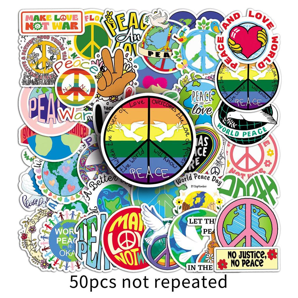 50 World Peace Graffiti Stickers: Trendy, Creative, Waterproof DIY for Phone Cases & Suitcases
