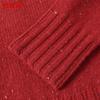 Hengyuanxiang Women's Pure Wool Round Neck Thick Knit Sweater