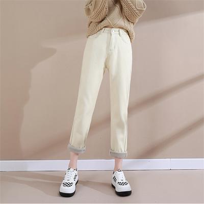 2022 Autumn Winter High Waist Korean Stytle Retro Trousers Jeans Women's Straight Leg Pants Leisure Cotton High Street Trousers
