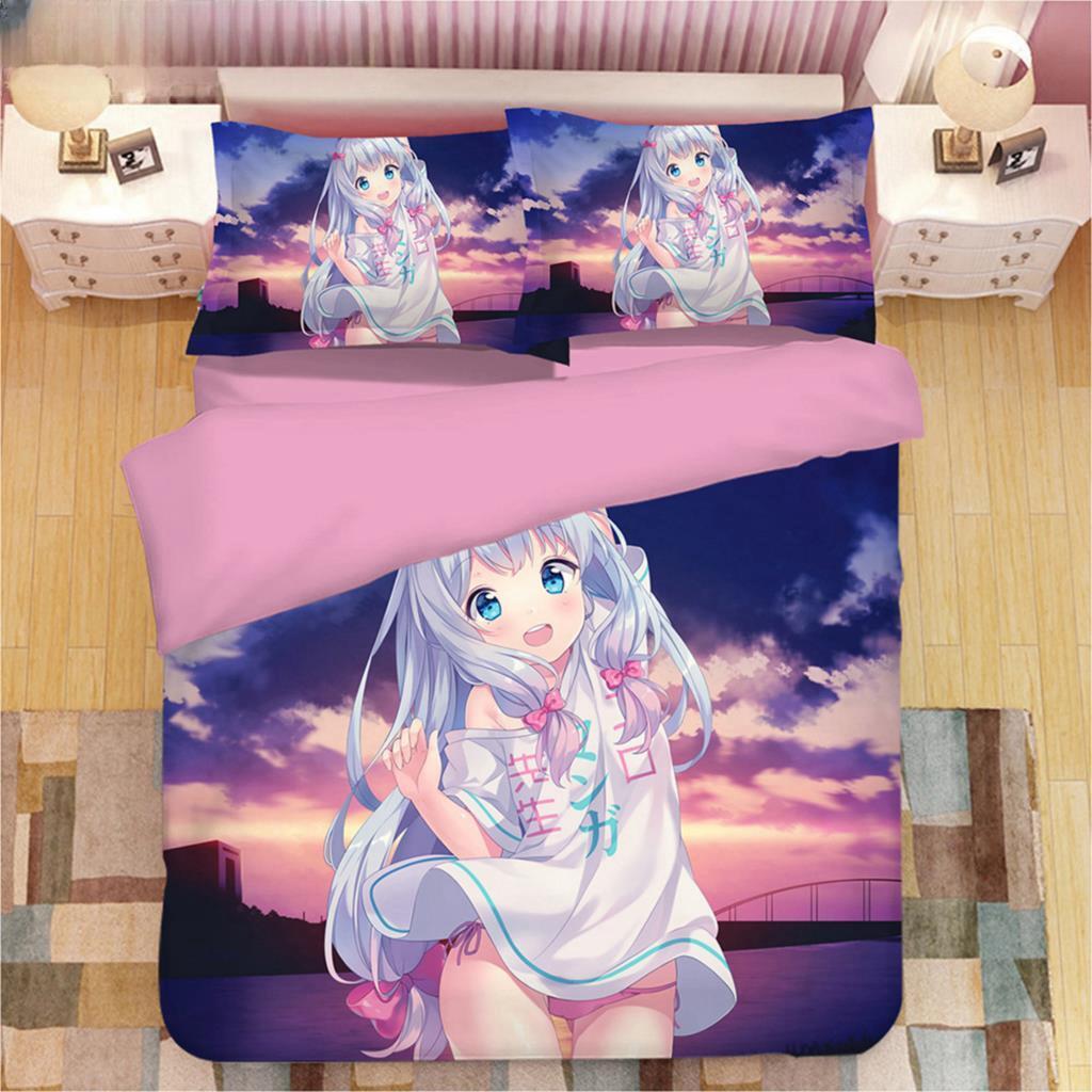 Kawaii Izumi Sagiri 3D Anime Print Bedding Set Duvet Covers Pillowcases One Piece Comforter Bedding Sets Bedclothes Duvet Cover