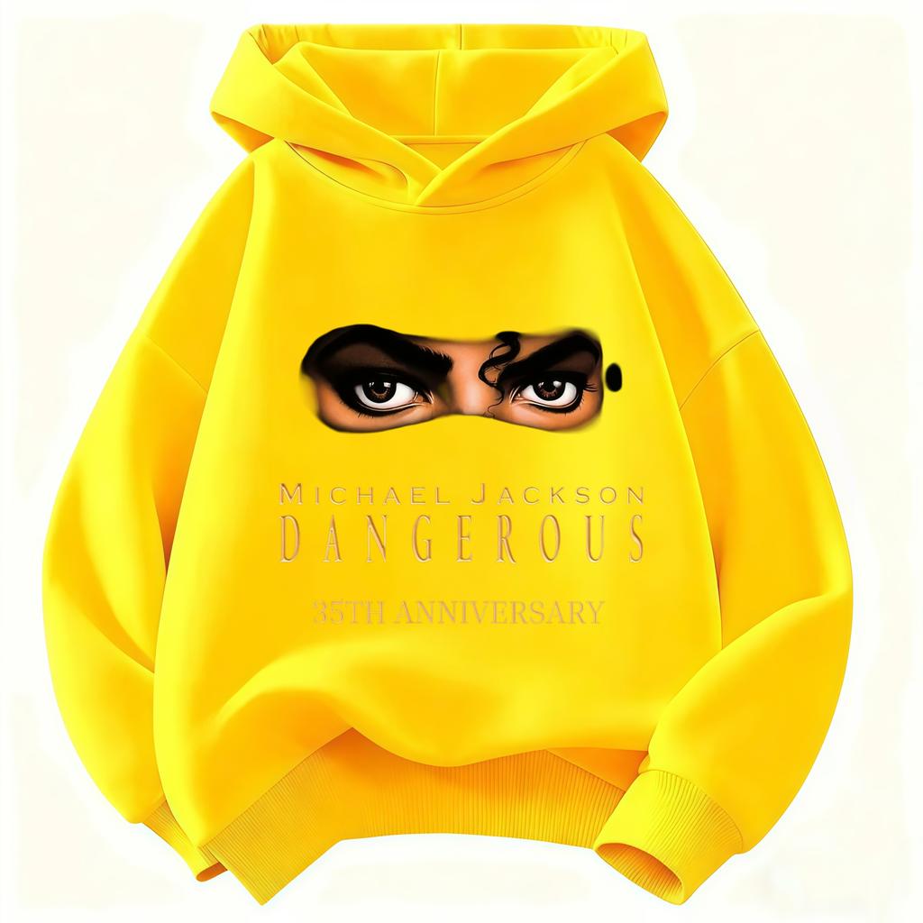 Felpa con cappuccio per bambini Michael Jackson Dangerous Stampa 35° Anniversario Felpa con cappuccio Moda Ragazzi Ragazze Casual Manica Lunga con Cappuccio Streetwear