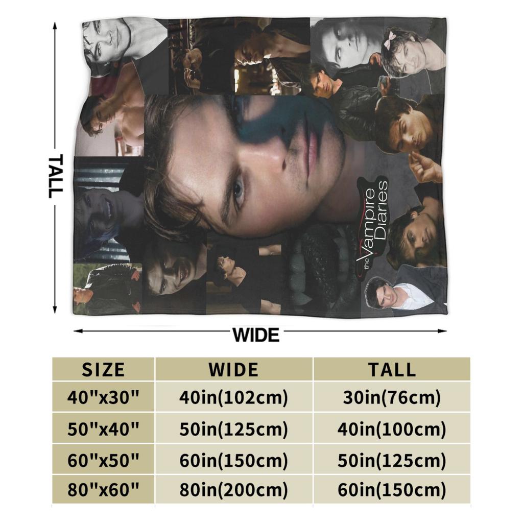 The Vampire Diaries Damon Salvatore TV Series Flannel Blankets Warm Throw Blanket for Couch Bed Travel Bedspread Sofa Bed Cover