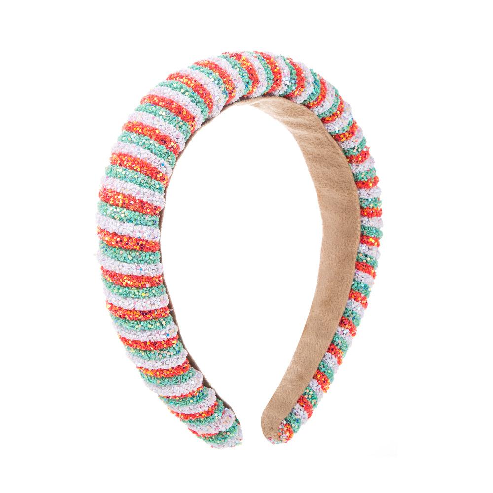 Γυναικεία Μπάντα Μαλλιών Εξατομικευμένη Ουράνιο Τόξο Φαρδύ Περιθώριο Κεφαλόδεσμος Σφουγγαράκι Ύφασμα Πολύχρωμα Στρας Κομψό Κεφαλόδεσμο