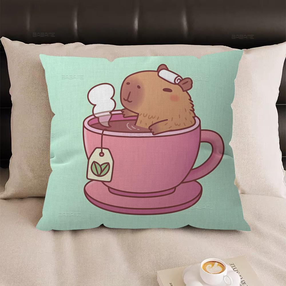 Cute Cartoon Capybara Office Cushion Pillowcase Car Cushion Cover45X45CM Lumbar Pillowcase Sofa Pillowcover