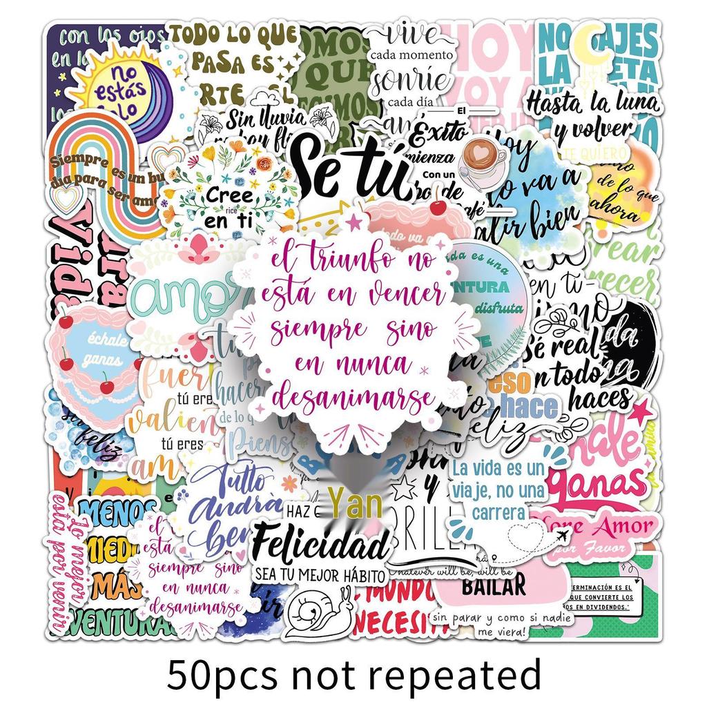 50 Inspirational Spanish Quote Stickers for Phone Cases & Scooters