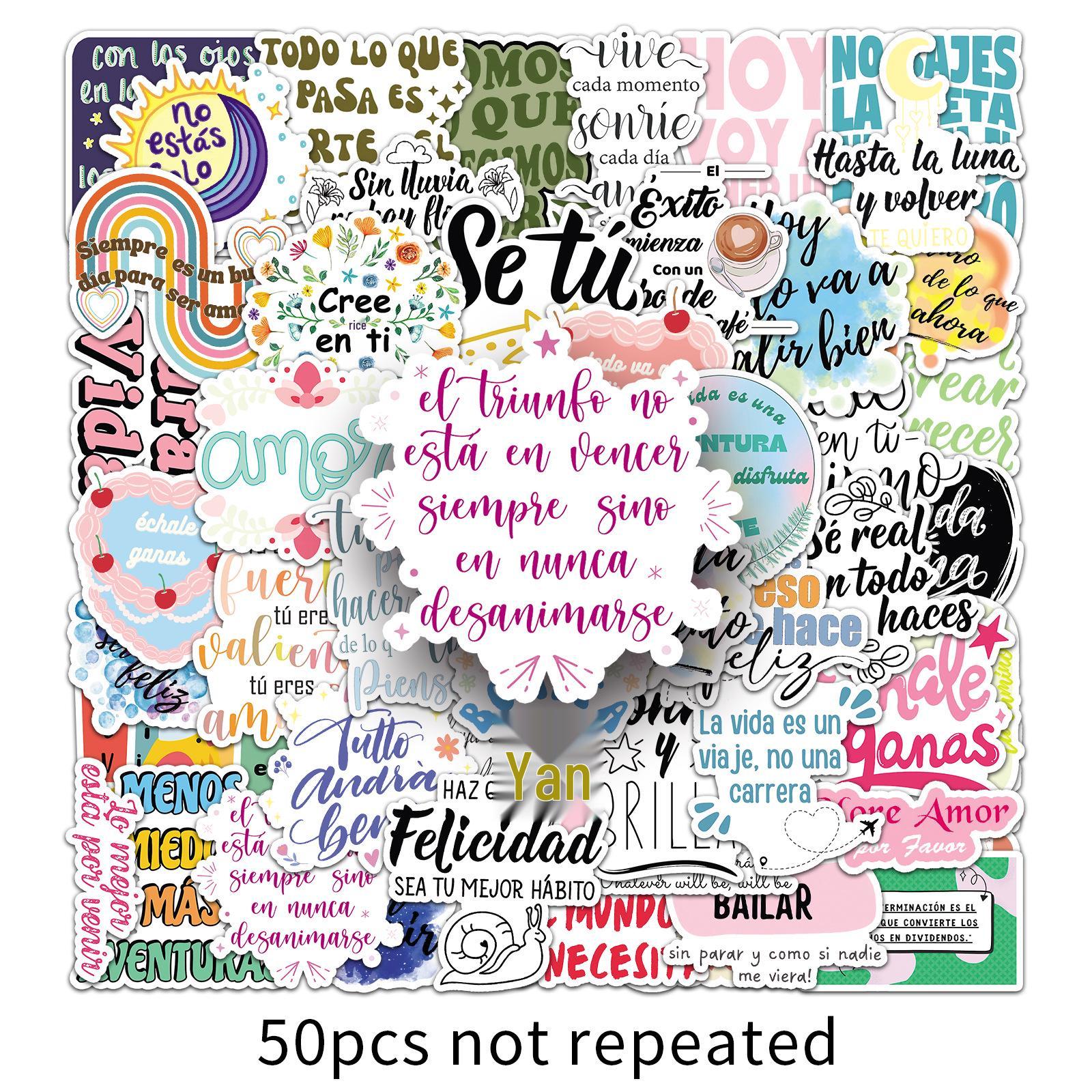 50 Inspirational Spanish Quote Stickers for Phone Cases & Scooters