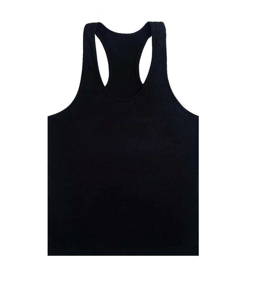 Men's Plus Size Solid Racerback Tank Top - Elastic Cotton Blend for Gym Training