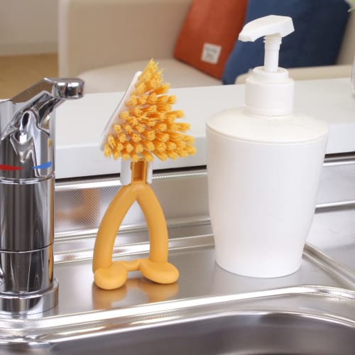 Sanbelm Kitchen Brush, Freestanding Dishwasher, Yellow, Nicot Kitchen Brush Kaku-chan, Made In Japan, K60443