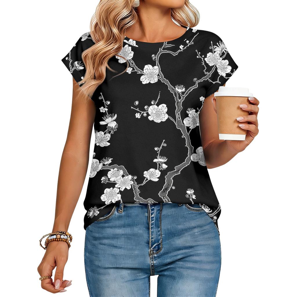 Women's Loose-Fit Fashionable Casual Retro Print T-Shirt