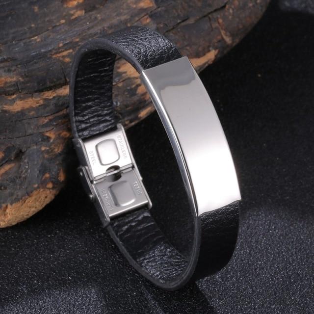 New Trendy Leather Bracelet Men Stainless Steel Handmade Bangles Male Wristband Charm Hand Jewelry Boyfriend Husband Gift Sp1037