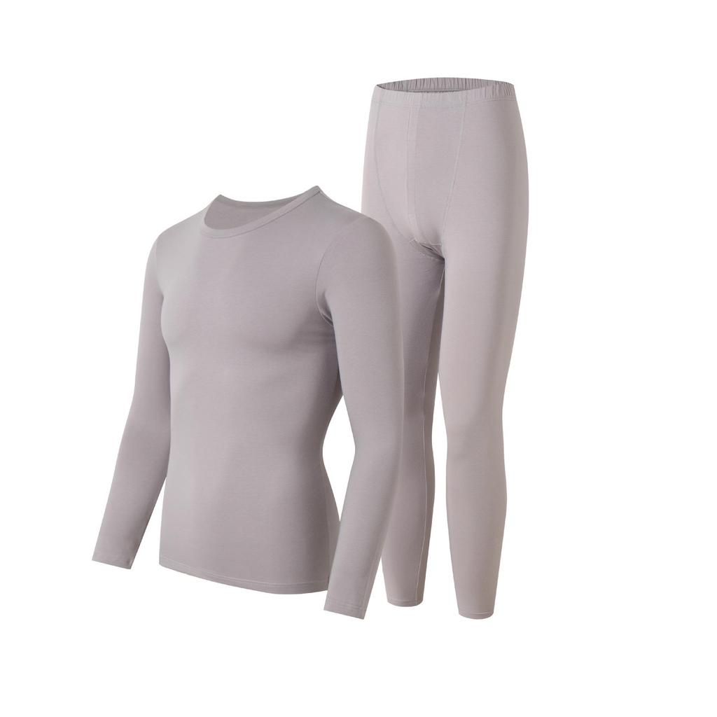 Unisex Winter Cotton Thin Underwear Set: Crew Neck Top & Pants