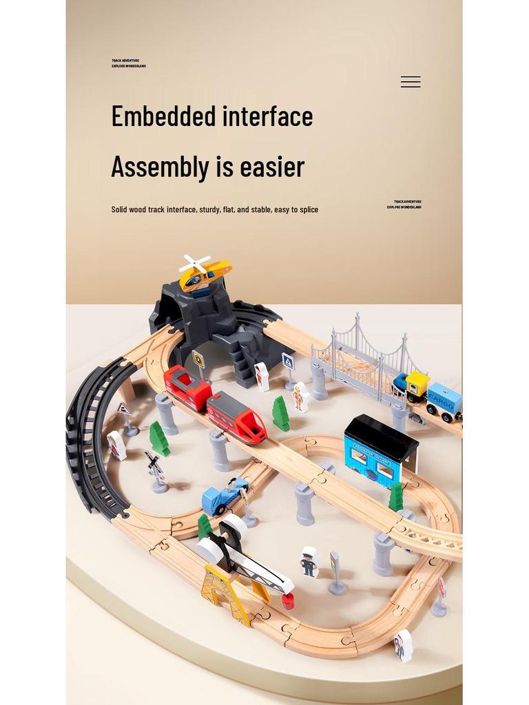 Early Learning Wooden Train Track Toy for Babies, 85-Piece Set