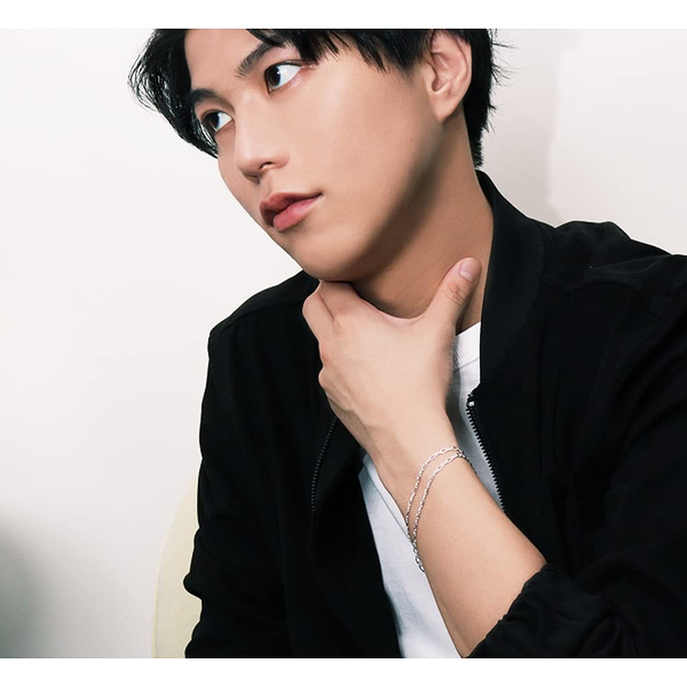 Gin no Silber 925 Figaro-Kettenarmband für 20cm Schlichtes Design [Shinjuku Kura] Doppelwickel Herren, ca.. 2,6 mm breit, gedreht,