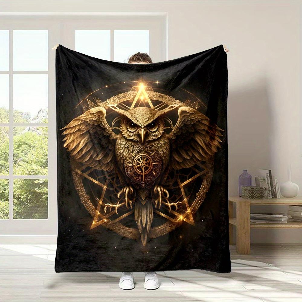 

Pentagram Owl Flannel Blanket – Glowing Mystical Throw – Soft Fluffy All-Season Comfort – Gothic Boho Home Decor 130x150cm51x59in