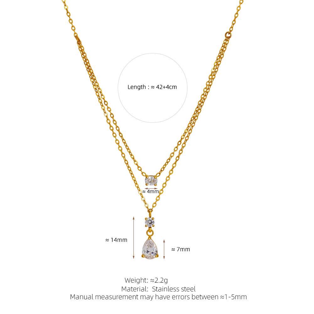 

Динамическое ожерелье с бриллиантовой инкрустацией в виде капли воды: Двухслойная титановая сталь с покрытием 18 карат, цепочка на ключицы для свитеров и пальто золотой