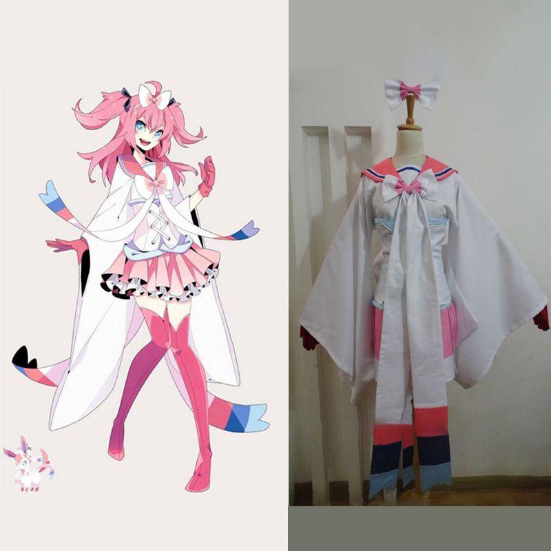 Elegant Sylveon Dress Uniform Cosplay Costume For Women With Exquisite Workmanship