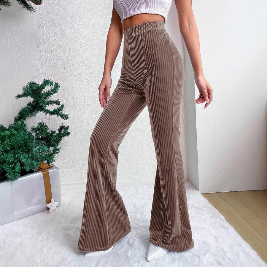 Fall Winter New European and American High Waist Corduroy Wide Leg Pants Women's Casual Wide Leg Long Leggings