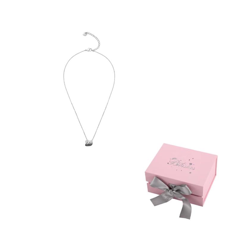 Swarovski Swan Necklaces Womens F-Pink bow gift box белый