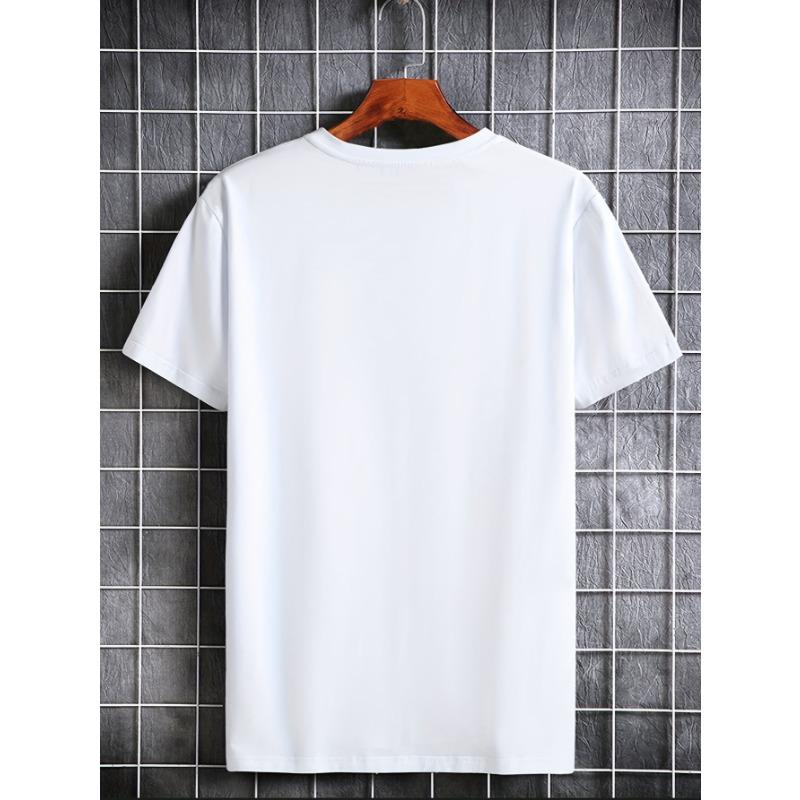 European Size Men'S Short-Sleeve T-Shirt, Summer Print Round Neck, Casual Sports Top, Graphic Tee for Outdoor Wear in Summer