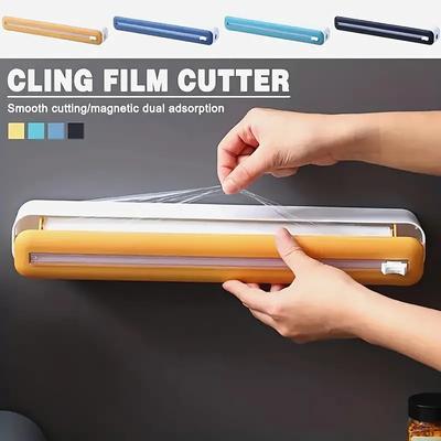 1pc Plastic Bag Holder, Plastic Cling Film Cutting Dispenser, MagneticCutting Box, Magnetic Refillable Plastic Packaging Dispenser