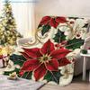 1pc Christmas Holiday Floral Print Blanket, Red Christmas Flowers And Golden Branches Design, Multi-Size Available, Suitable for Living Room, Bedroom,