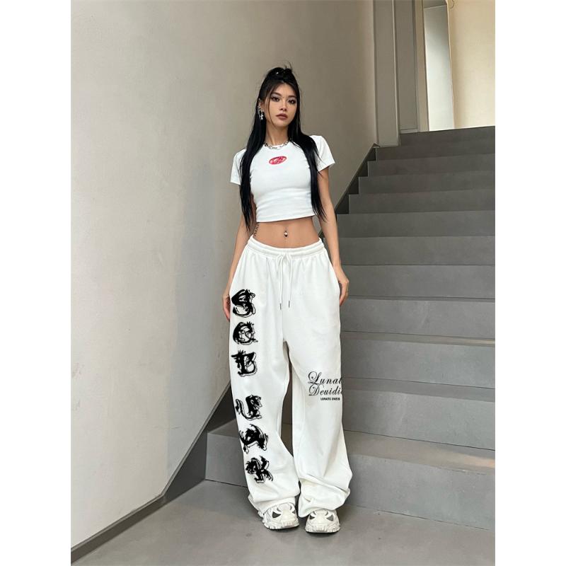 New Women's Printed Casual Sweatpants, High Waist Loose Fit Hip-Hop Dance Joggers with Slimming Effect, Streetwear Trousers for Summer Fashion