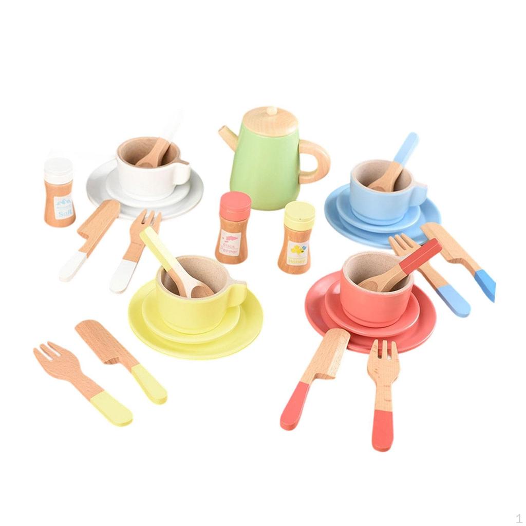 Children's Tea, Afternoon Tea Game, Wooden Cups, Educational Kitchen Accessories, Toys
