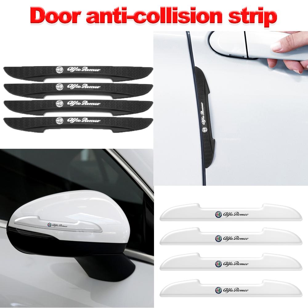 Lpdv10 4PCS RUBBER Car Bumper Anti-collision Strips Door Protector Sticker For Alfa Romeo Stelvio Sportiva 147 Styling Auto Accessorie