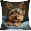1pc Yorkshire Terrier Printed Pillowcase, Modern Style, Single-Sided, Machine Washable, Zipper Closure, Durable Polyester Fiber, Suitable for Bedroom,