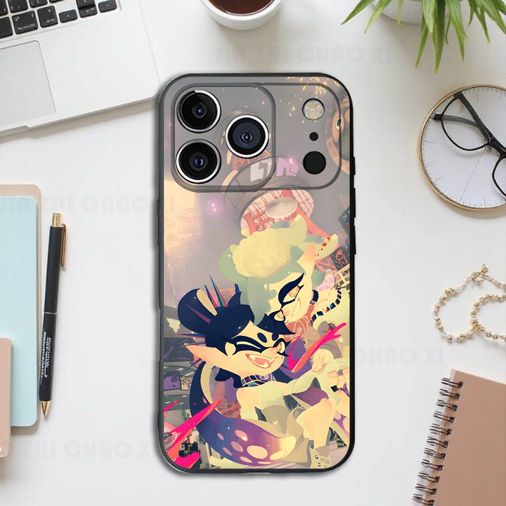 Game S-Splatoon Black Phone Case For IPhone 17 16 15 14 13 12 13 12 11 Pro Max Plus XS XR Silicone Soft Back Cover