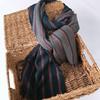Autumn and Winter Blue Striped Men's Business Casual  Cotton Extended 2.2M Scarf