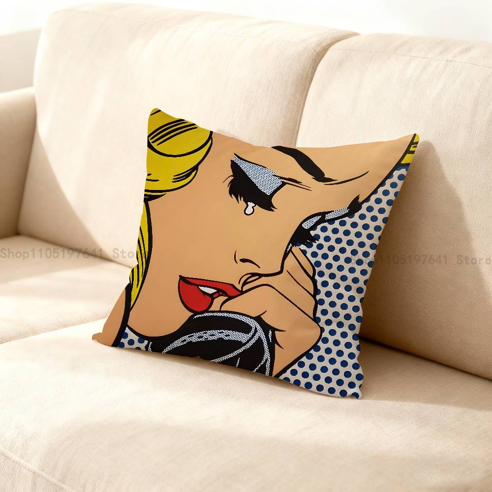 Roy Lichtenstein Pop Art Pillow Case For Sofa Decor Car Office Room Printing Cushion Cover Decorations and Protector